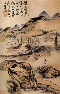 Shitao go by the cold paths 1690 old China ink Oil Paintings